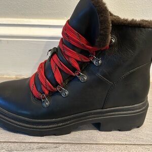 Naturalizer Black Leather Boots with Red Laces
